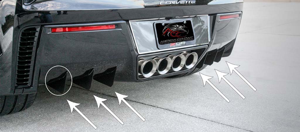 2014-2019 Chevrolet C7/Z06/GS Corvette, Rear Air Diffusers, American Car Craft Rear Air Diffusers Satin Stainless 6pc