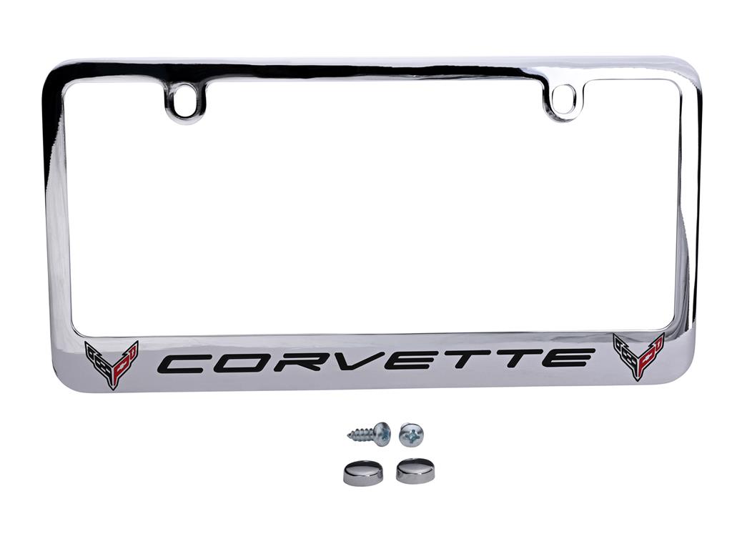 2020-2025 C8 Corvette License Plate Frame / Bezel-C8 Logo-Chrome