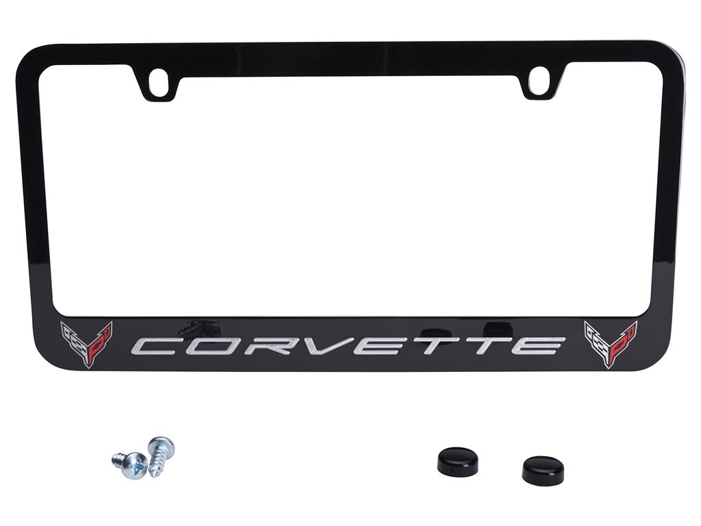 2020-2025 C8 Corvette License Plate Frame / Bezel-C8 Logo-Black