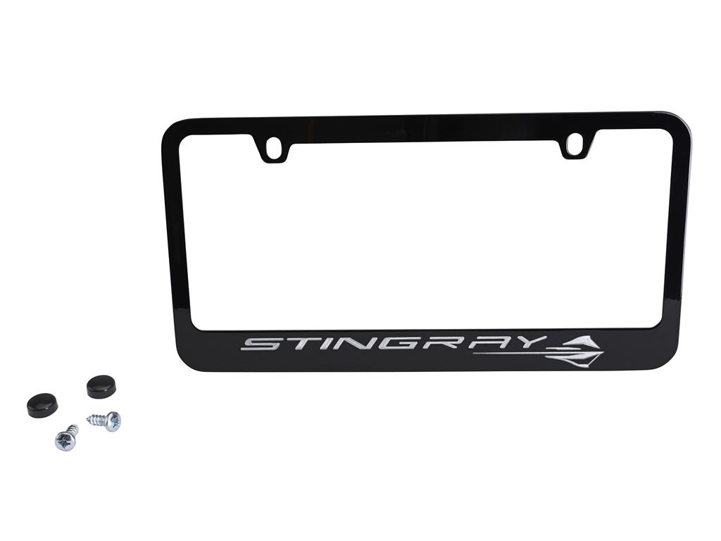 C8 Black Stingray License Plate Frame Bezel