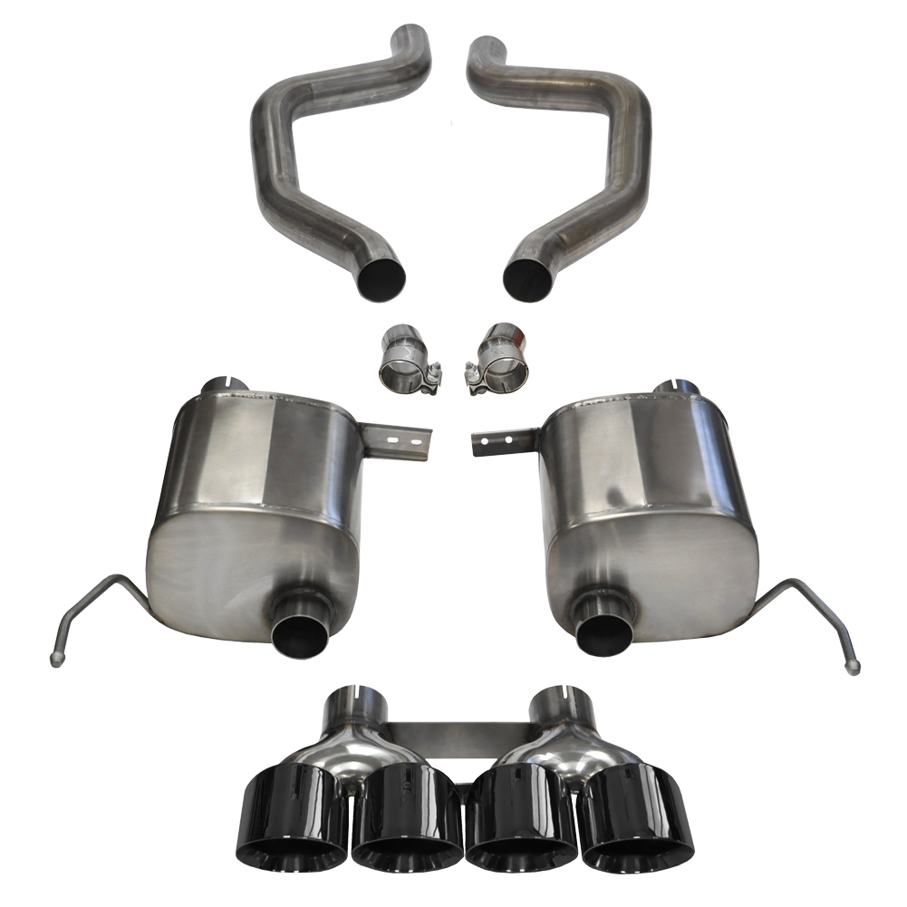 C7 Corvette Z06, CORSA SPORT Axle-Back Performance Exhaust System, Quad 4.50" Round Black Tips