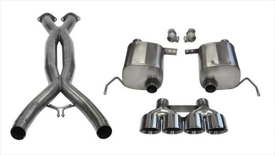 2.75 Inch Valve-Back Sport Exhaust w/X-Pipe Dual Rear Exit Quad 4.5 Inch 14-Present Chevy C7 Corvette Plus Grand Sport 6.2L V8 S