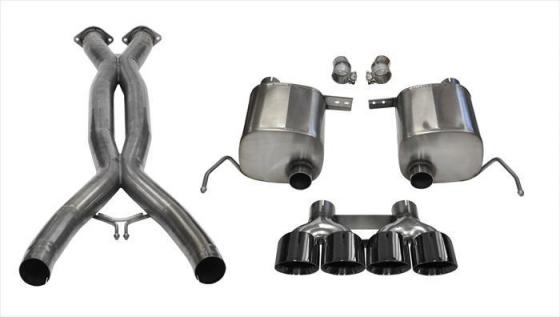 2.75 Inch Valve-Back Sport Exhaust w/X-Pipe Dual Rear Exit Quad 4.5 Inch 14-Present Chevy C7 Corvette Plus Grand Sport 6.2L V8 S