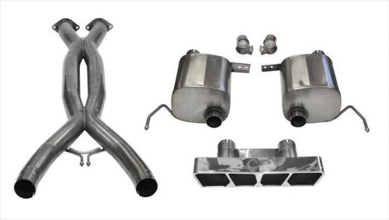 2.75 Inch Valve-Back Sport Exhaust w/X-Pipe Dual Rear Exit Polygon 14-Present Chevy C7 Corvette Plus Grand Sport 6.2L V8 Stainle