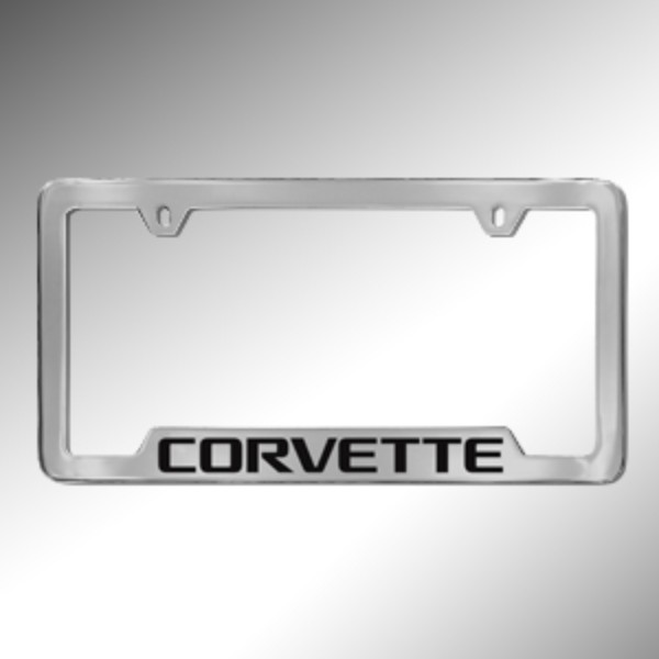 C7 Corvette Stingray, GM OEM License Plate Frame, Chrome w/ Corvette Logo