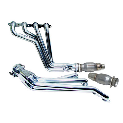 BBK 2010-15 Camaro LS3/L99 1-3/4" Long Tube Exhaust Headers, Chrome w/High Flow Steel Catalytic Converters