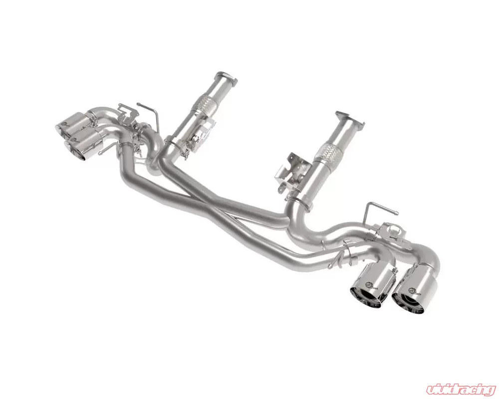 aFe POWER Mach Force-Xp 2-1/2 IN 304 Stainless Steel Catback Exhaust Polished w/o Muffler Chevrolet Corvette C8 V8 2020-2023