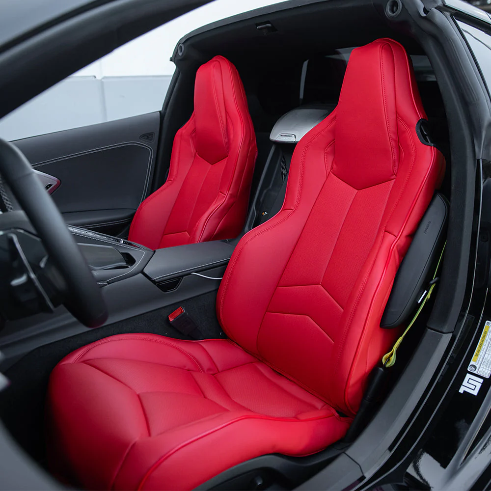 C8 Corvette Premium Custom Leather Seat Covers, All RED