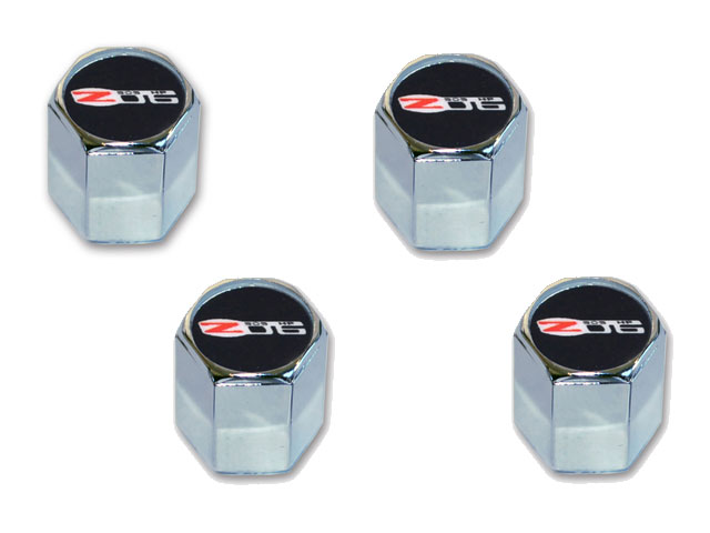 C6 Z06 Corvette Valve Stem Caps with Z06 Logo in Chrome set of 4