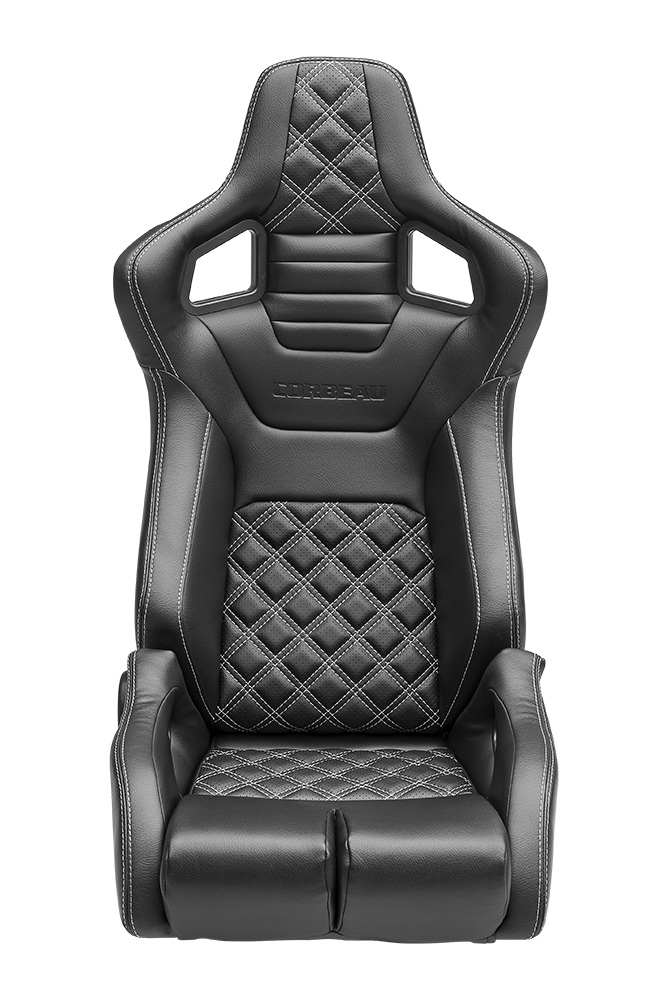 Corbeau Sportline  Racing Seat, RRB Black Vinyl / Carbon Diamond White Stitch, 84913PR