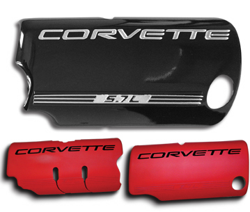 C5 Corvette Engine Covers - Red W/Chrome Lettering