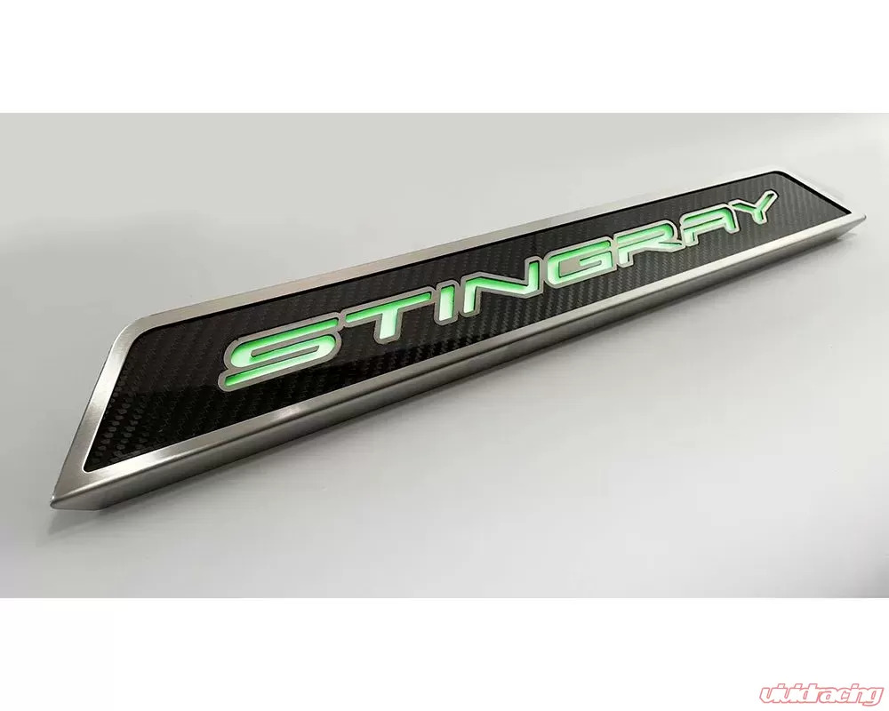 American Car Craft Stingray Style Carbon Fiber Blue LED Replacement Door Sills Chevrolet C8 Corvette Stingray 2020-2024
