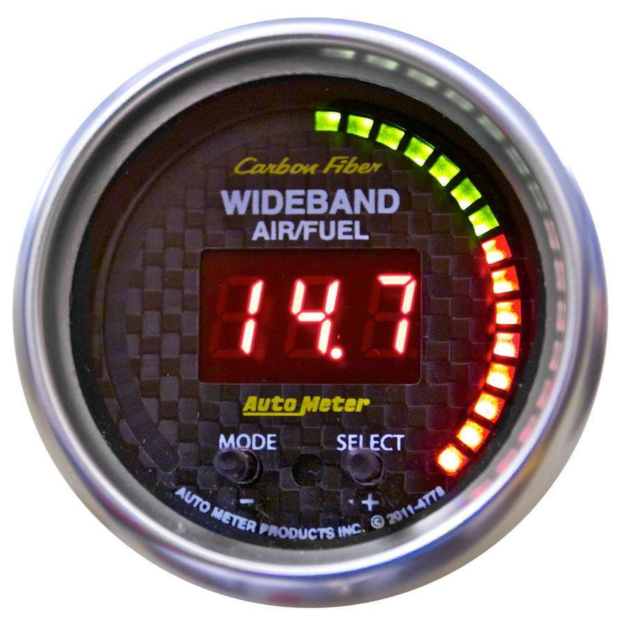 Auto Meter Air-Fuel Ratio Gauge, Carbon Fiber, Wideband, 6:1-20:1 AFR, Electric, Digital, 2-1/16" Diameter, Carbon Fiber Look Fa