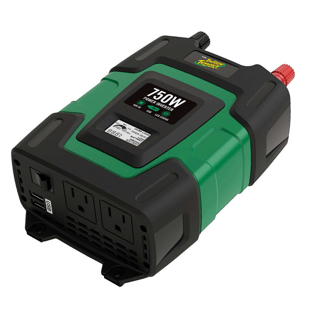 BATTERY TENDER Power Inverter, 12V Input, 115V Output, 35 amp Input Fuse, 750 Watt Max Output, Two 2.4 amp USB Ports, Each