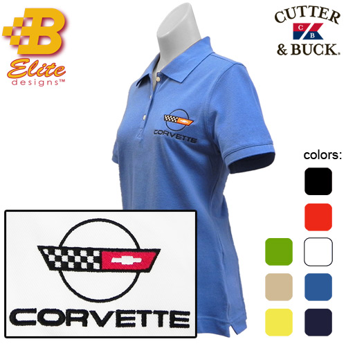 C4 Corvette Embroidered Ladies Cutter & Buck Ace Polo Red - Large -BDC4EPL829