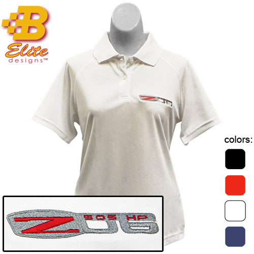 Z06 Corvette Embroidered Ladies Performance Polo Shirt Ceramic Blue- Medium -BDCZEPL122