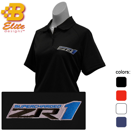 ZR1 Corvette Embroidered Ladies Performance Polo Shirt White- XX Large -BDZREPL120