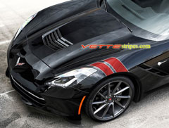 C7 Corvette, Ron Fellows Style Fender Stripes, Two Color Stripes Kit, Hash Marks