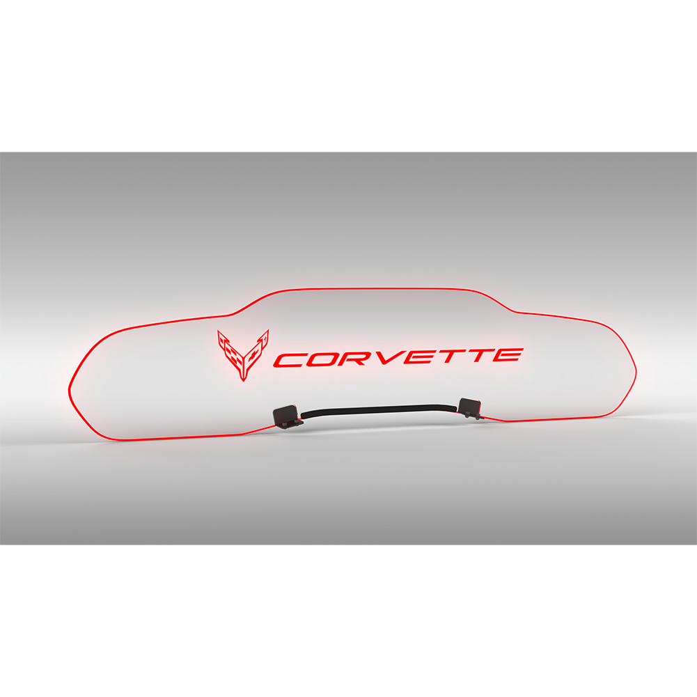 Corvette WindRestrictor Illuminated Glow Plate - Flags Left Of Script Coupe : C8