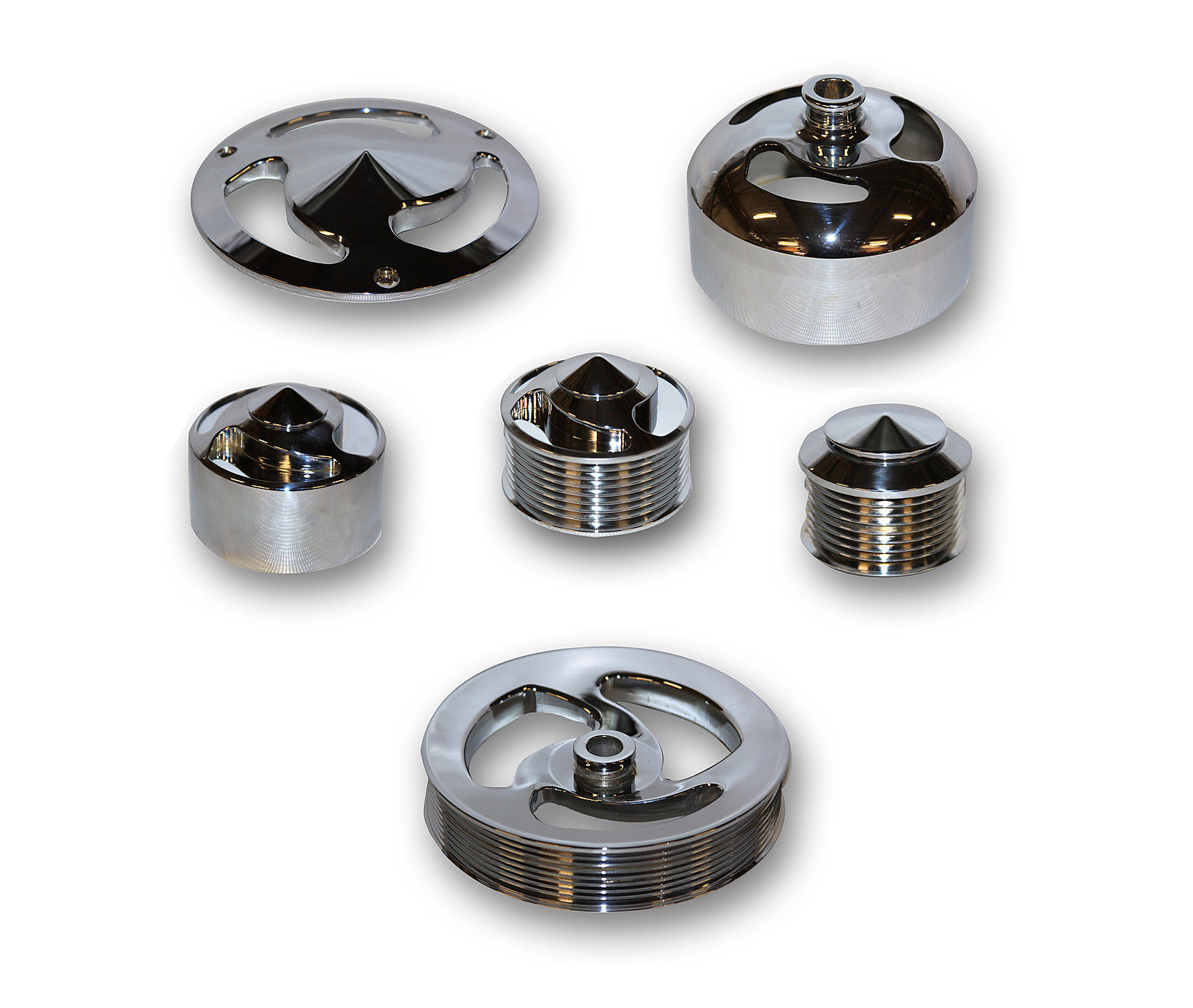 CBM Corvette LS Series Billet Pulley Set Power Steering Polished Finish