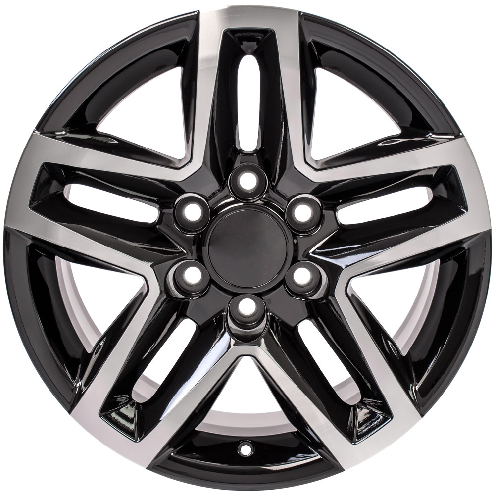 18" Replica Wheel fits Chevrolet Silverado 1500 Trail Boss,  CV34 Black Machined 18x8.5