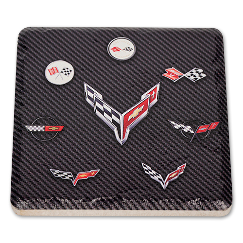 Corvette Generation Flags Stone Coaster