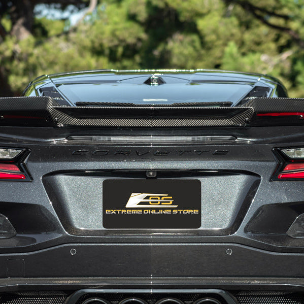 23-Up Corvette C8 Z06 Rear Wing Wickerbill Spoiler, Carbon Fiber