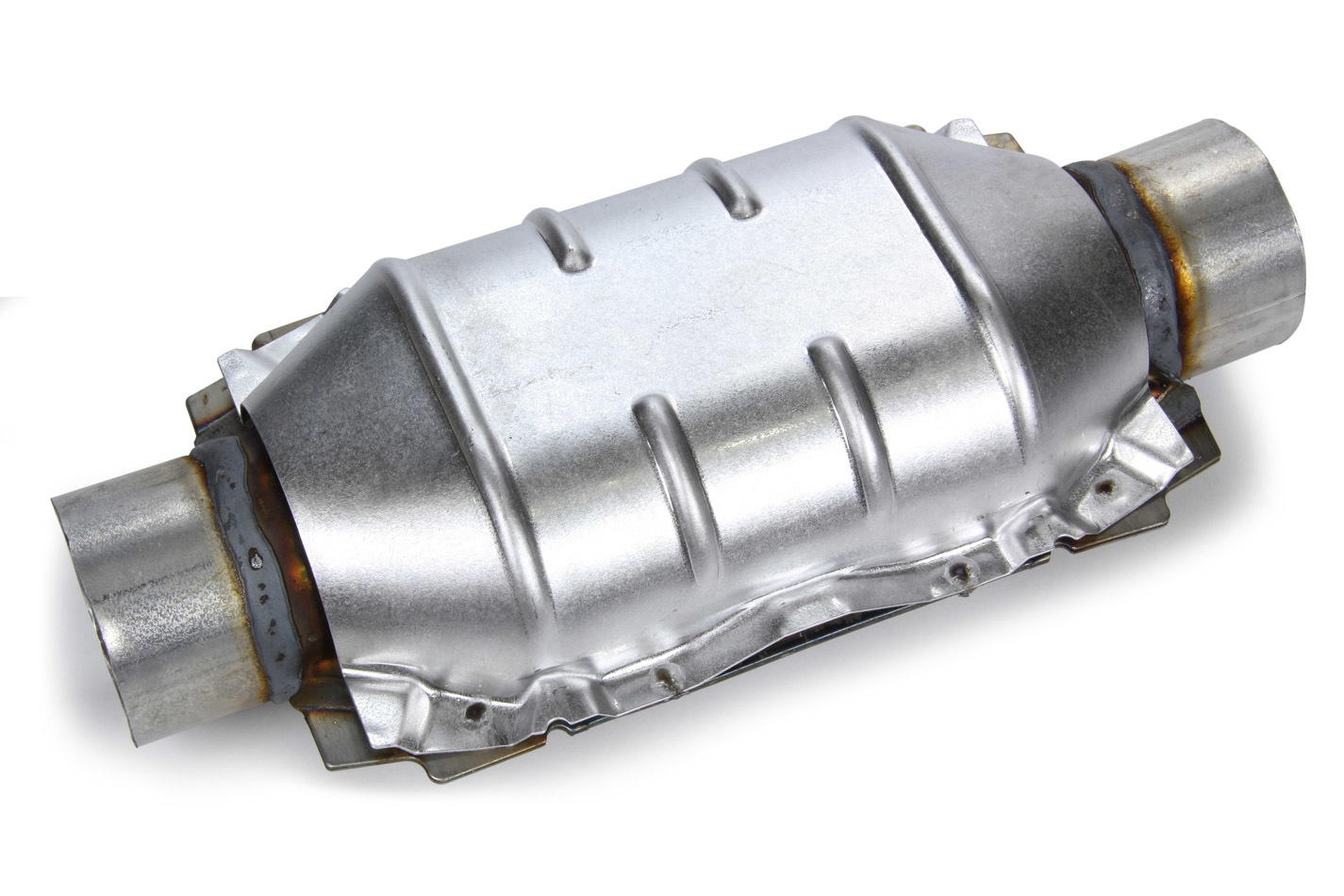 Catalytic Converter, 3-Way Super Converter, 2.5 in Inlet, 2.5 in Outlet, Oval, 6.125 x 4.25 in Case, 14 in Long, Stainless