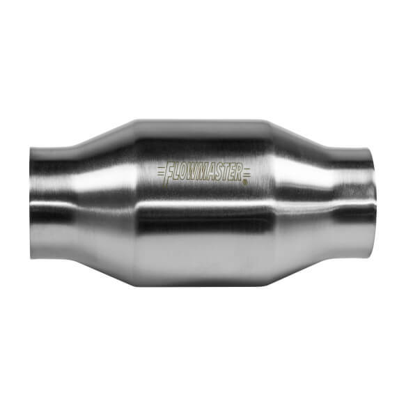 Catalytic Converter, 200 Series, 49 State, 2.5 in Inlet, 2.5 in Outlet, Round, 4 x 3.5 in Case, 8 in Long, Stainless