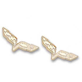 C6 Post Earrings in 10KT Gold Each Measures Approximately 3/4 X 1/4 -GMC068ER