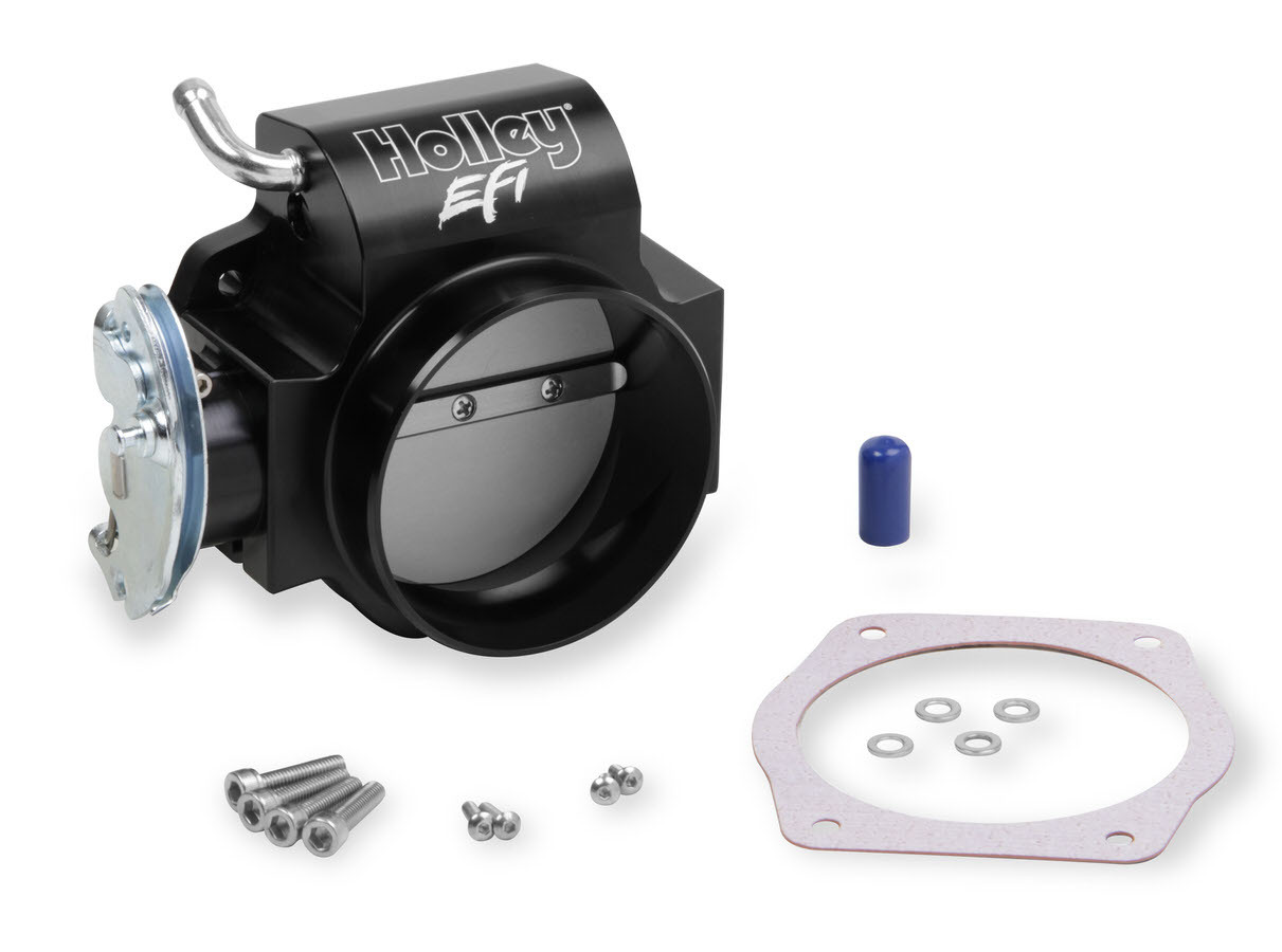 HOLLEY Throttle Body, Billet 90 mm Taper Bore, 4-Bolt Flange, 90 mm Single Blade, Black GM LS-Series