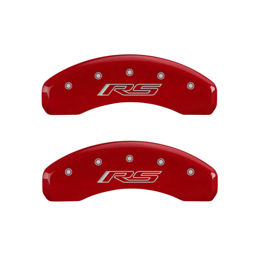 MGP Brake Caliper Cover, Camaro RS Script Logo, Aluminum, Red, Chevy Camaro 2010-15, Set of 4