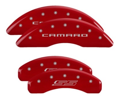 MGP Brake Caliper Cover, Camaro/ SS Logo, Aluminum, Red, Chevy Camaro 2016-18, Set of 4