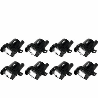 Ignition Coil Pack, Street Fire, 0.440 ohm, Female Socket, 48000V, Round, Black, GM LS-Series, Set of 8  TRUCK 99-07