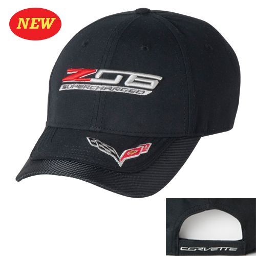 C7 Corvette Z06 Supercharged Carbon Fiber Cap with Corvette Z06 Logo and C7 Logo on Bill