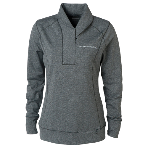 C7 Corvette C7 Stingray Ladies Shoreline Half Zip Sweater, Charcoal Heather