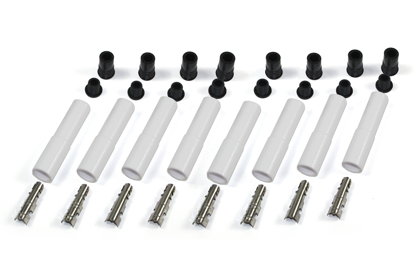 PERTRONIX IGNITION Boot/Terminal Kit, Spark Plug, 8 mm, Ceramic, White, Straight, Set of 8