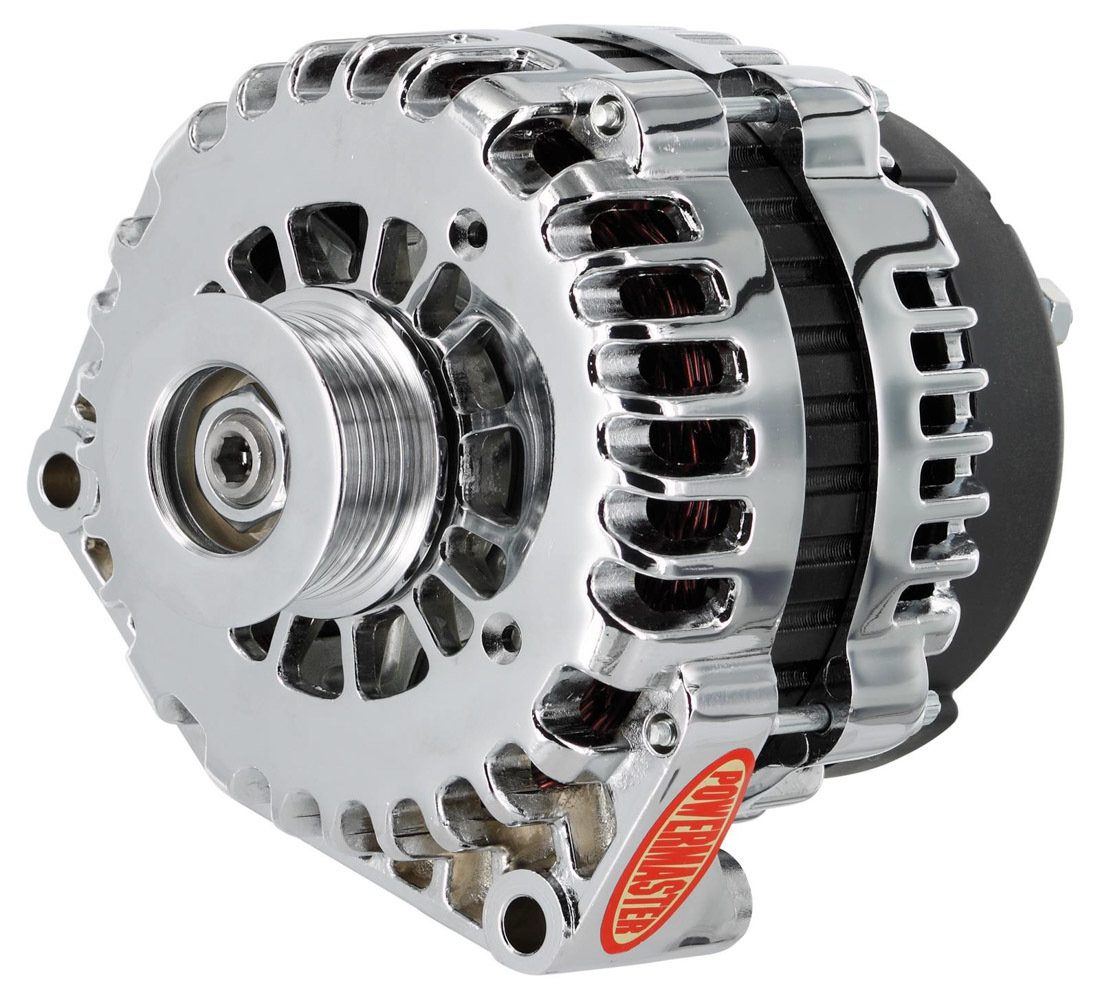 Alternator, AD Style, 220 amp, 12V, OEM 4-Pin, 6-Rib Serpentine Pulley, Aluminum Case, Chrome, GM, Each