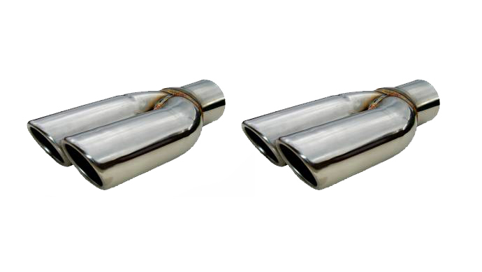 Exhaust Tip, GTO Exhaust Splitters, Slip-On, 2.5 in Inlet, Dual 2.25 in Round Ou