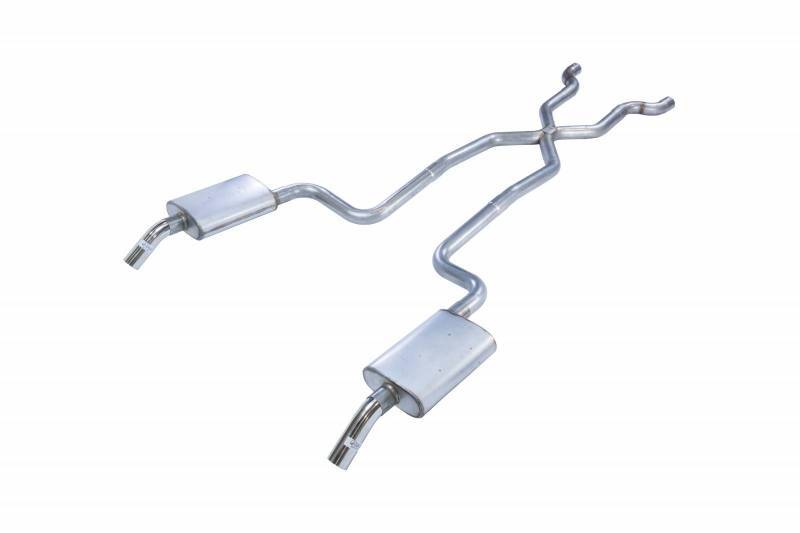 Exhaust System, Header-Back, 2.5 in Diameter, 2.5 in Tips, Stainless, Polished,