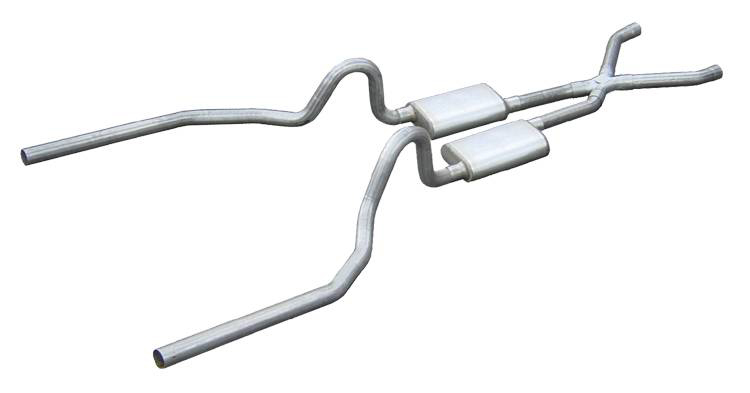 Exhaust System, Header-Back, 2.5 in Diameter, 2.5 in Tips, Stainless, Natural, F