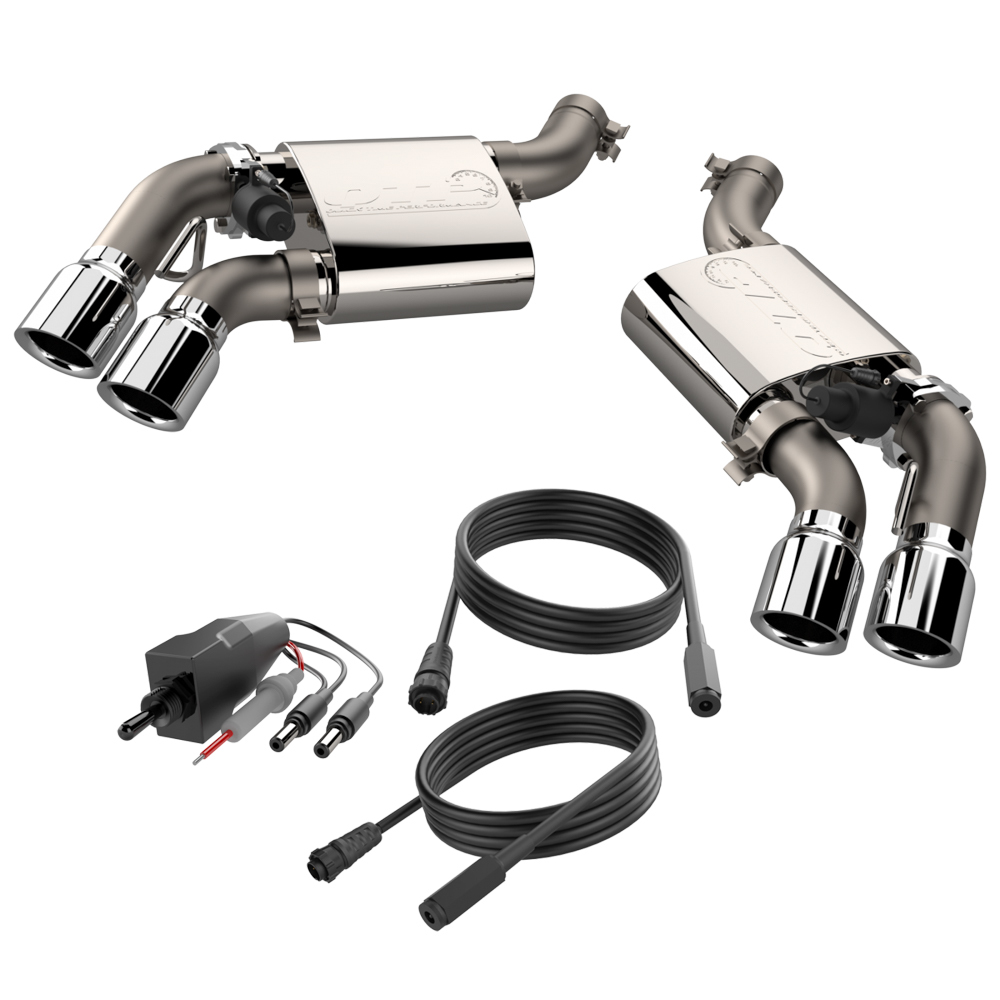 2016-24 Camaro SS Polished Tips Quad-Tip, Axle Back Exhaust Kit W/ Cutouts, QTP