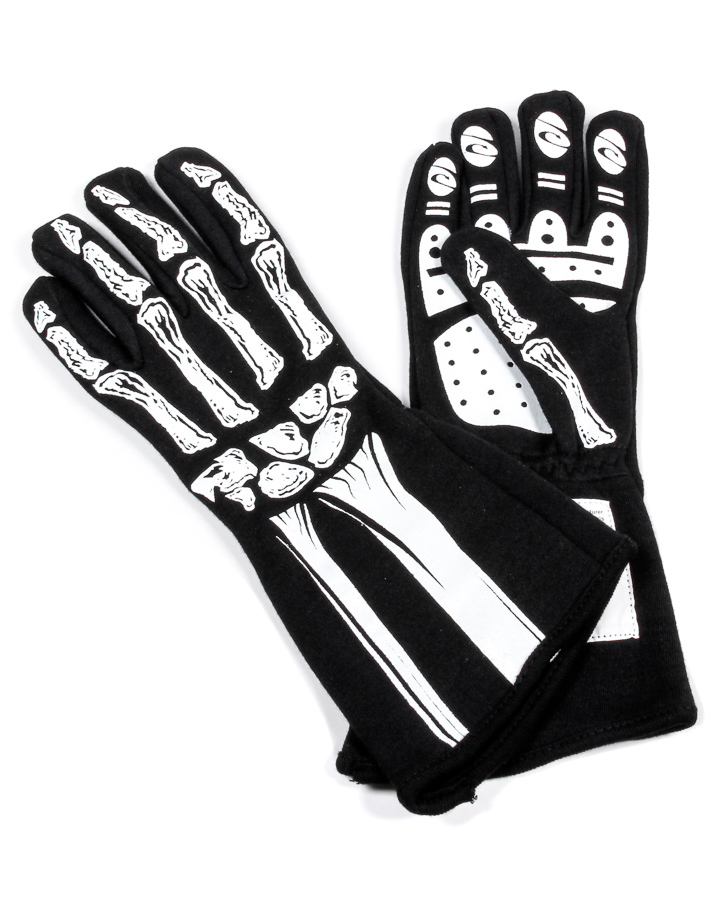 RJS, Single Layer White Skeleton Gloves X-Large