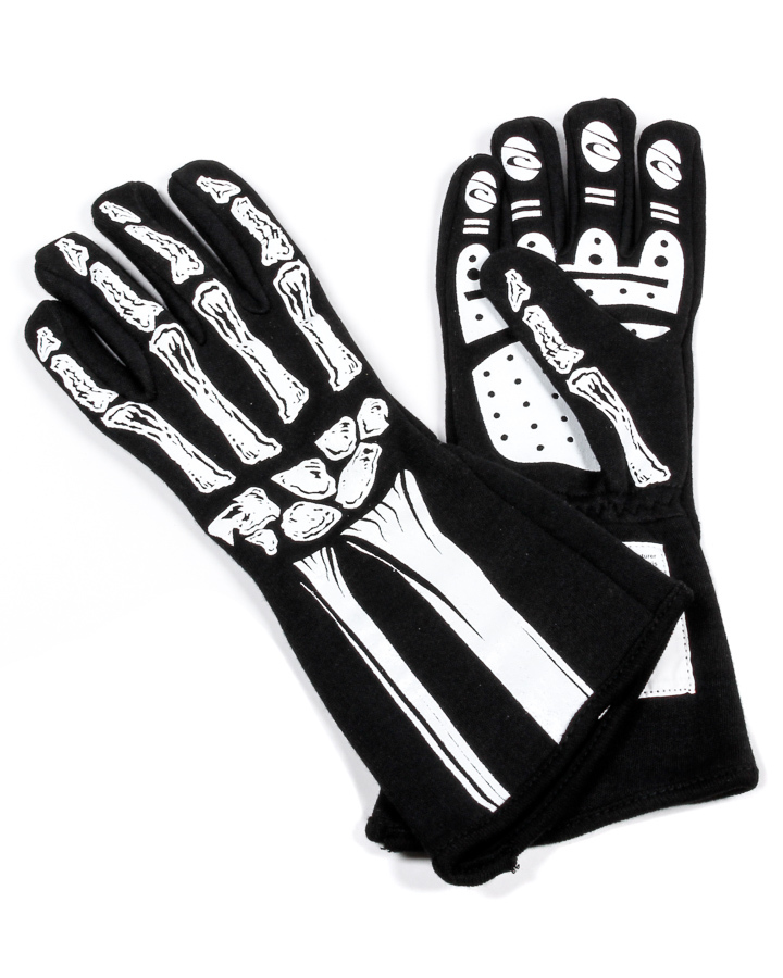 RJS, Single Layer White Skeleton Gloves Small