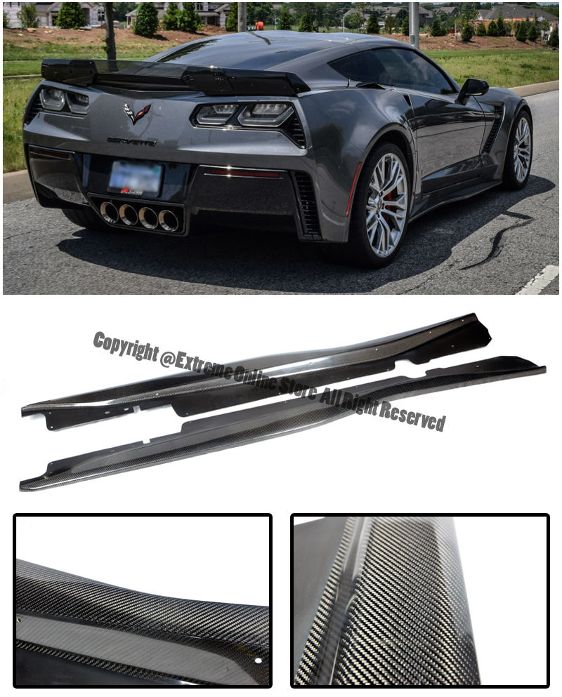 C7 Corvette 2014+ Z06 / Grand Sport Models Z06's Z07 Performance Package Style Carbon Fiber Side Skirts Carbon Fiber