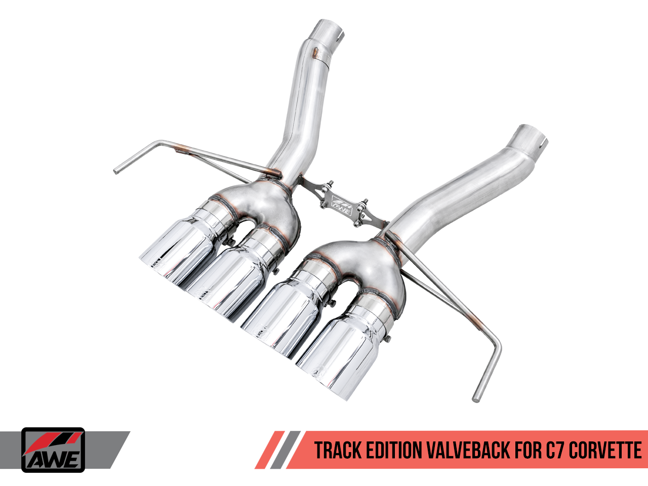 AWE Track Edition Valveback Exhaust C7 Corvette w/ AFM Valves, Stingray, Z51 Auto, GS Auto, Chrome Silver Tips