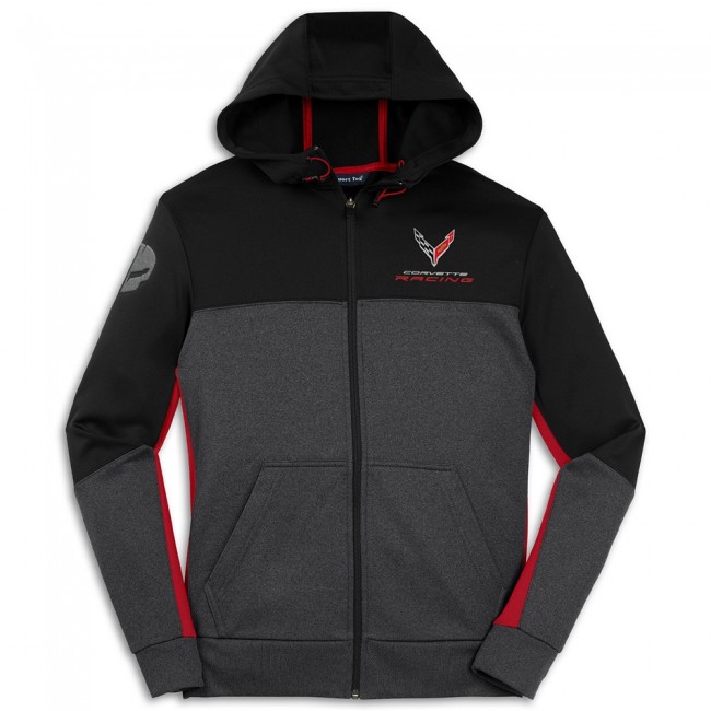 C8 Corvette Colorblock Hooded Full-Zip Jacket Black/Graphite/Red