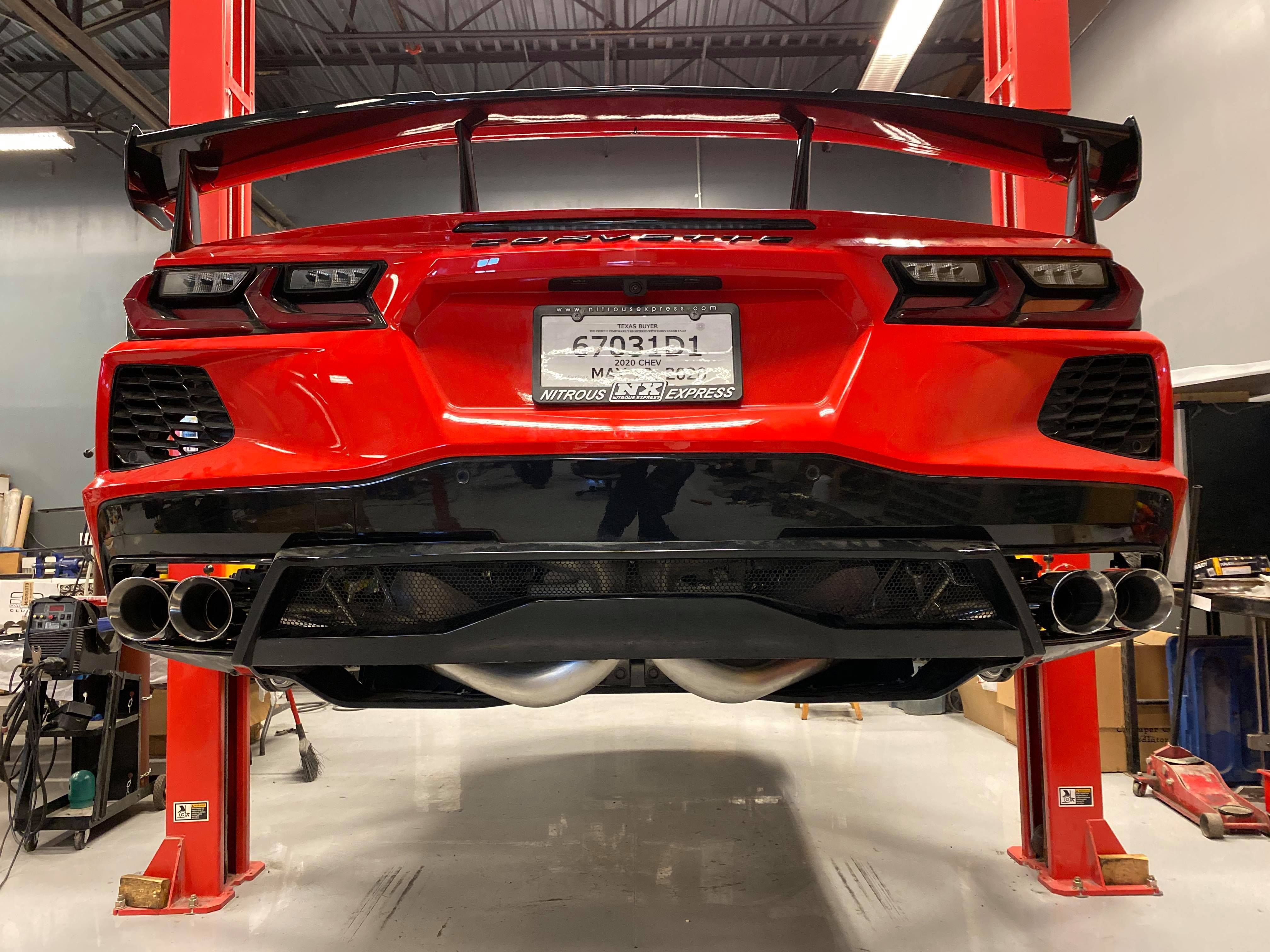 2020 C8 Corvette Stingray Cat-Back Exhaust System, Without CATS,  Quad 4" Polished Round Tips