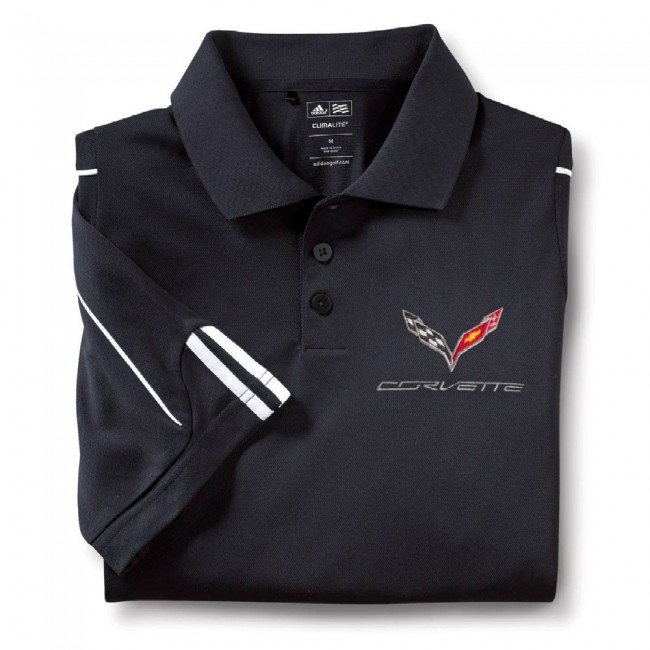 C7 Corvette, Mens Stingray Adidas Performance Polo 
Black