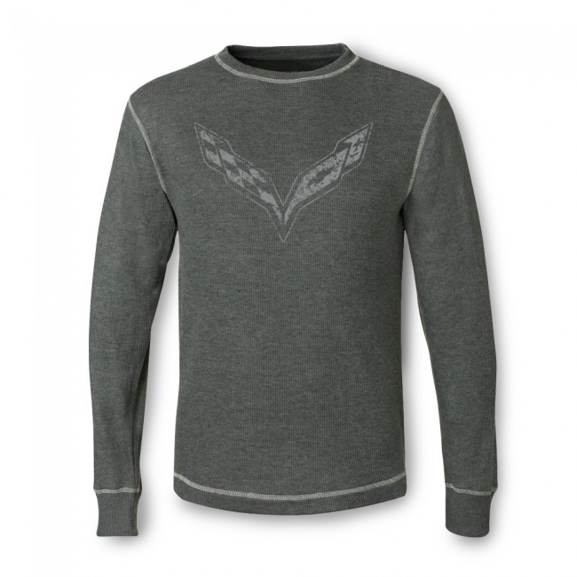 Corvette C7 Vintage Corvette Thermal, Long Sleeved Shirt, Charcoal Heather